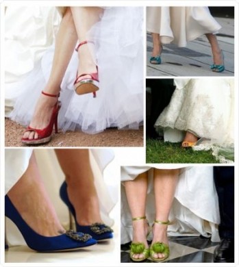 wedding dresses with colored shoes. of colored wedding shoes
